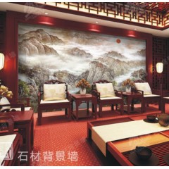 盛画石材背景 【中式】水墨江南 电视 沙发 餐厅 背景