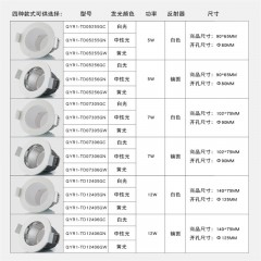 企一照明 深杯防眩led筒灯开孔9公分洞灯 酒店全套7W镜面天花灯QYR1-TD07306G