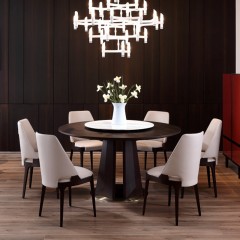 易家家居极简餐桌餐椅系列 现代简约风格 大理石圆餐桌 CS805餐桌椅套装