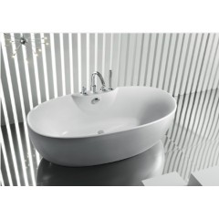 维吉亚独立式压克力浴缸（1700x800，椭圆型带缸边龙头）