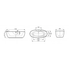 维吉亚独立式压克力浴缸（1700x800，椭圆型带缸边龙头）